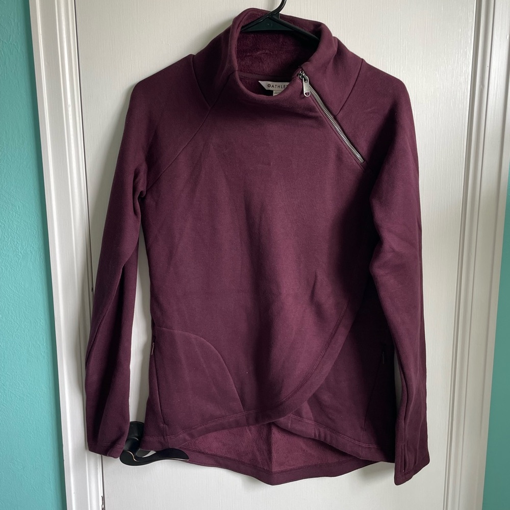 Athleta Maroon Cozy Karma Asym Pullover